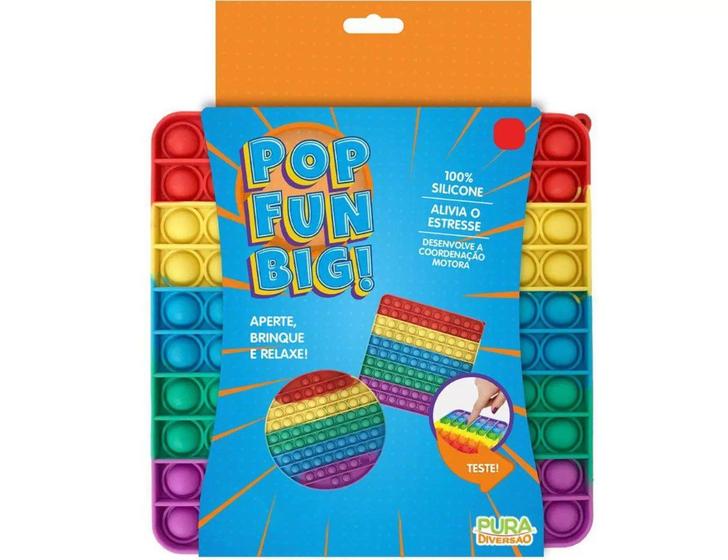 Imagem de Pop It Anti Stress Pop Fun Grande Quadrado Arco Iris