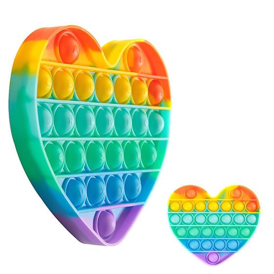 Imagem de Pop It Coração Fidget Toy Anti Stress p Apertar Arco Íris