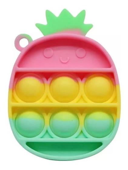 Imagem de Pop It Fidget Toy Pop Bubble Mini Chaveiro Abacaxi Rainbow