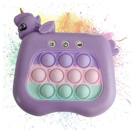 Imagem de Pop It Unicornio Interativo 4 Modos Som Luzes Musica Portatil Sensorial Anti Estresse Relaxa Toys Crianças