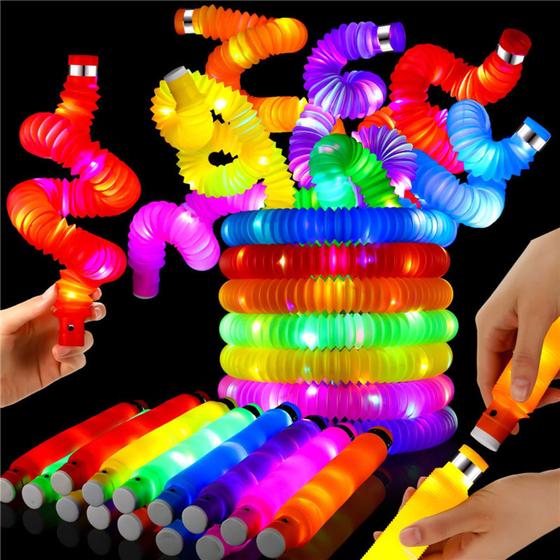 Imagem de Pop Tube Fidget Toy Brinquedo Criança Led Bastão Luminoso Natal Presente Show Festa Rave