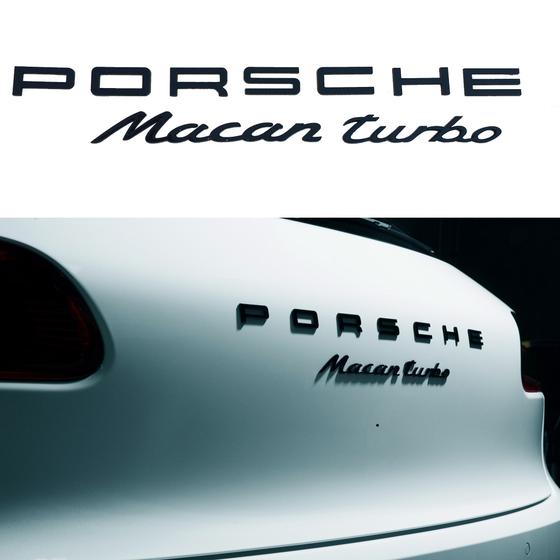 Imagem de Porsche Emblema Kit Porsche + Macan + Turbo Preto Brilhante