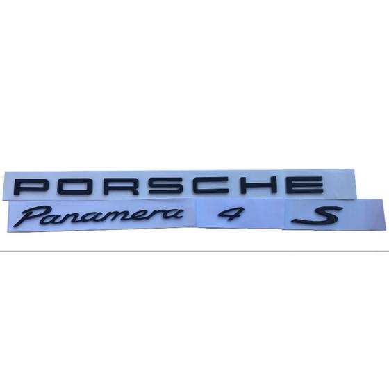 Imagem de Porsche Emblema Kit Porsche + Panamera + 4 + S Preto Brilhante