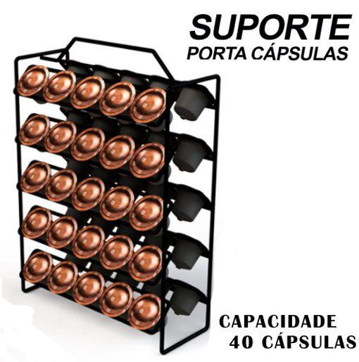 Imagem de Porta 40 Cápsulas De Café Suporte Nespresso Preto Organizador Guardar Capsula