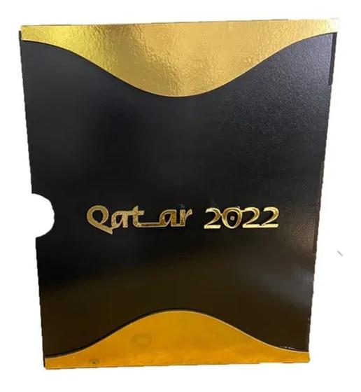 Imagem de Porta Álbum Copa Do Mundo Qatar 2022 Dourado E Preto Mdf