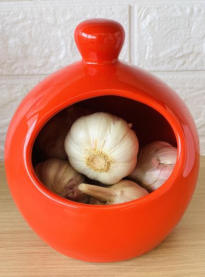 Porta Alho ou Saleiro Gourmet Cerâmica Vermelho Menor preço em Porta Alho ou Saleiro Gourmet Cerâmica Vermelho
