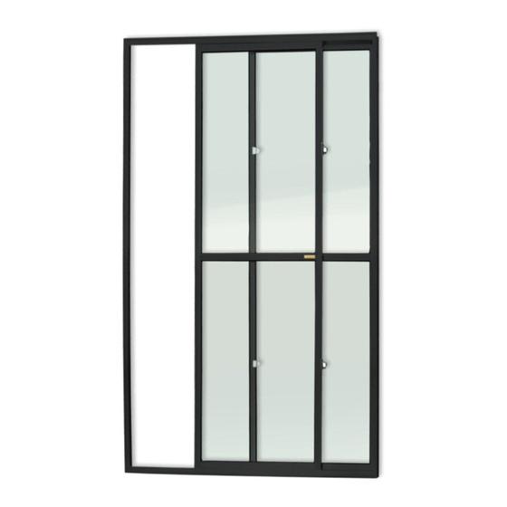 Imagem de Porta Balcão 2 Folhas Super 25 Vidro Liso 210cm x 150cm Brimak