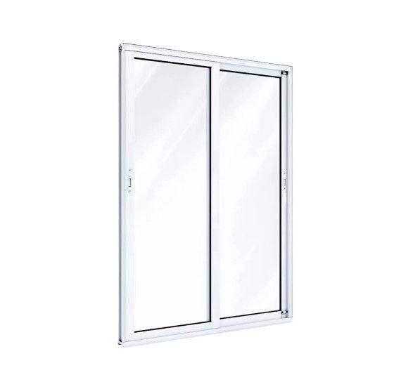 Imagem de Porta Balcão 2 Folhas Vidro Móveis c/Fechadura - Alumínio Branco - Linha 25 Suprema