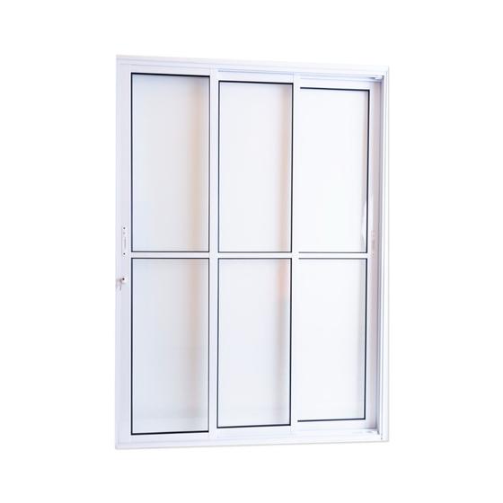 Imagem de Porta Balcão 3 Folhas Vidro Alumínio Branco Linha 25 Brecorimo