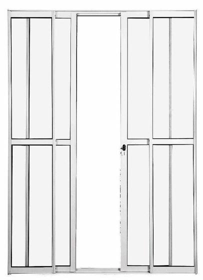 Imagem de Porta balcão 4 folhas 2,10x1,50 com fechadura no alumínio branco