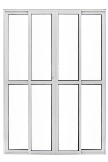 Imagem de Porta balcão 4 folhas l25 - c/fechadura - alumínio branco 2,10 x 1,50m