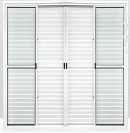 Porta Balcão 6 folhas 2,10x2,00 alumínio branco com trinco Linha 20 Menor preço em Porta Balcão 6 folhas 2,10x2,00 alumínio branco com trinco Linha 20