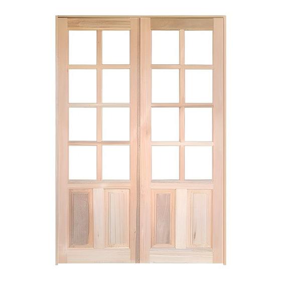 Imagem de Porta Balcão de Abrir Meia Almofada Reta de Madeira Padrão Cedro Batentes de 14 CM Esquadrias Longo - 2.15 (A) X 1.50 (L)