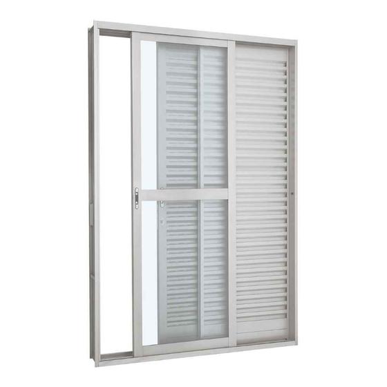 Imagem de Porta Balcão de Correr em Aço 217 x 160 x 12 cm 3 Folhas Esquerda Pratika Sasazaki