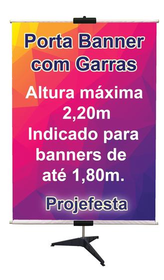 Imagem de Porta Banner Com Garra 2,20M Tripé Pedestal Base Desmontável