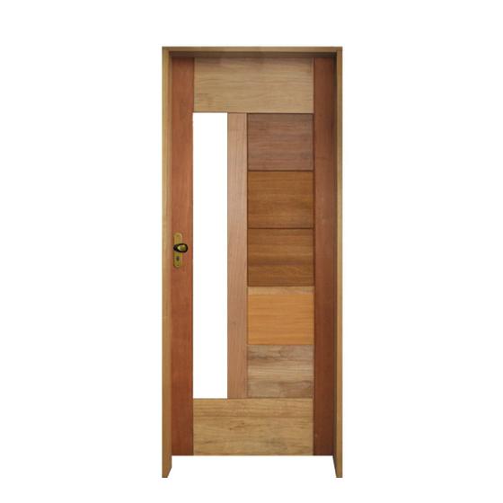 Imagem de Porta BBB Mista Com Visor 82 X 2.10 Batente 11 CM Fechadura Externa Lado Direito - Rodam