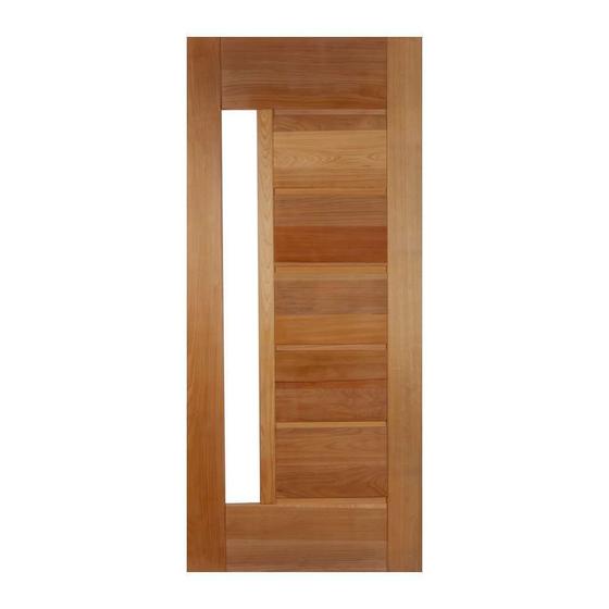 Imagem de Porta BBB Visor Lateral com Vidro Montada em Madeira Maciça Tauari