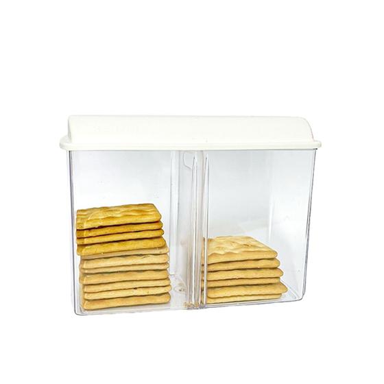 Imagem de Porta Biscoito Bolacha Pote Divisória Decorativo Design Transparente Multiuso C/ Tampa Resistente