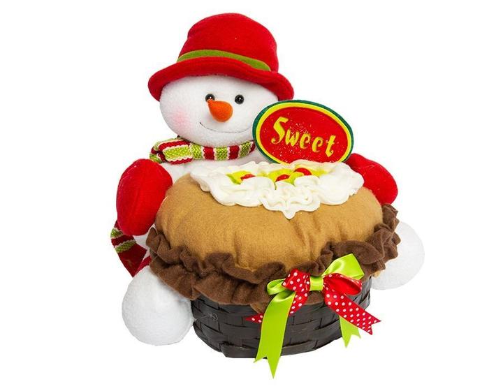 Imagem de Porta Biscoitos  Panetones Natal Cesto Boneco de Neve 30cm - Super Saldão.