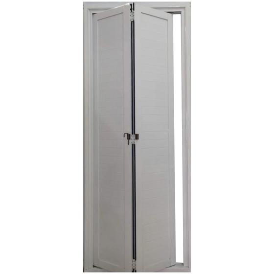 Porta Camarão de Alumínio Lambril 2,10 x 0,70 Com Kit Trilho e Puxador Argola Lux Esquerda Cor Branco Menor preço em Porta Camarão de Alumínio Lambril 2,10 x 0,70 Com Kit Trilho e Puxador Argola Lux Esquerda Cor Branco