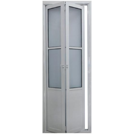 Porta Camarão de Alumínio Lambril 2,10 x 0,90 Com Vidro Mini Boreal Lux Esquerda Cor Branco Menor preço em Porta Camarão de Alumínio Lambril 2,10 x 0,90 Com Vidro Mini Boreal Lux Esquerda Cor Branco