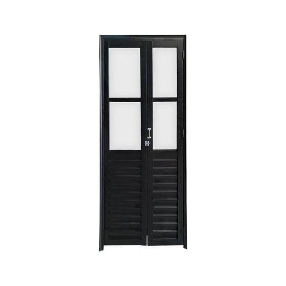 Imagem de Porta Camarão Palheta Com Vidro Esquerda 210 X 60 Preto
