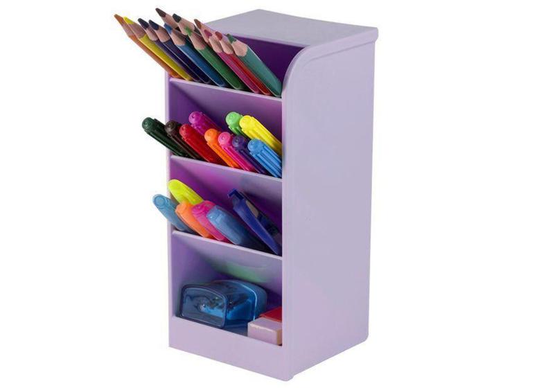 Imagem de Porta Caneta Lápis Treco Organizador Dial sa Vertical Horizontal Multiuso Escritório - lilas - waleu