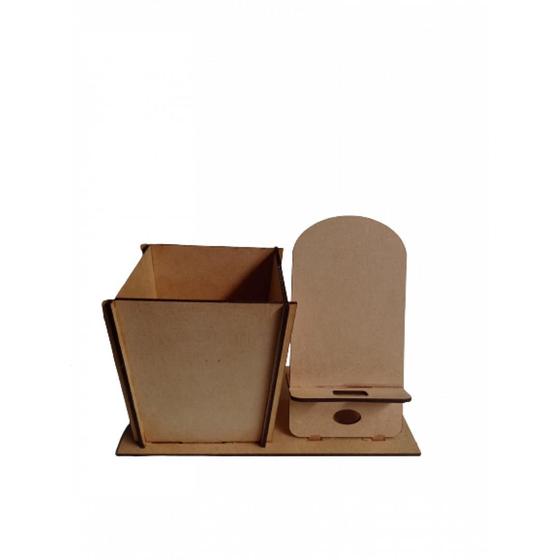 Imagem de Porta Canetas Suporte Para Celular  Em Mdf Natural F031