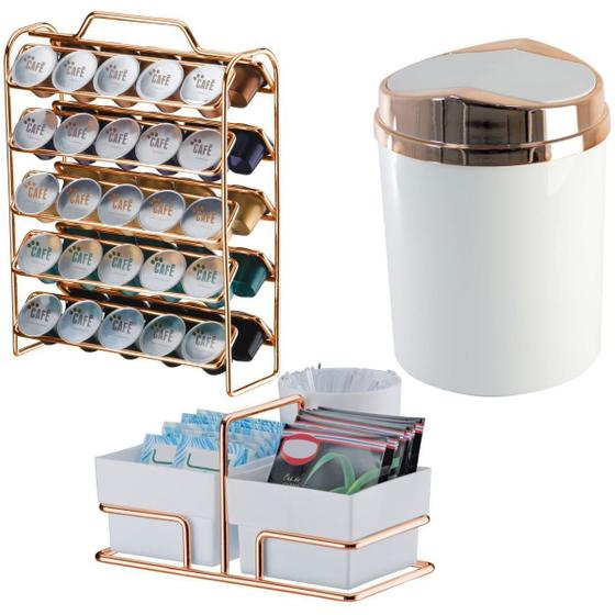Porta Cápsulas Café Nespresso Porta Sachê Lixeira Cobre Rosé Menor preço em Porta Cápsulas Café Nespresso Porta Sachê Lixeira Cobre Rosé