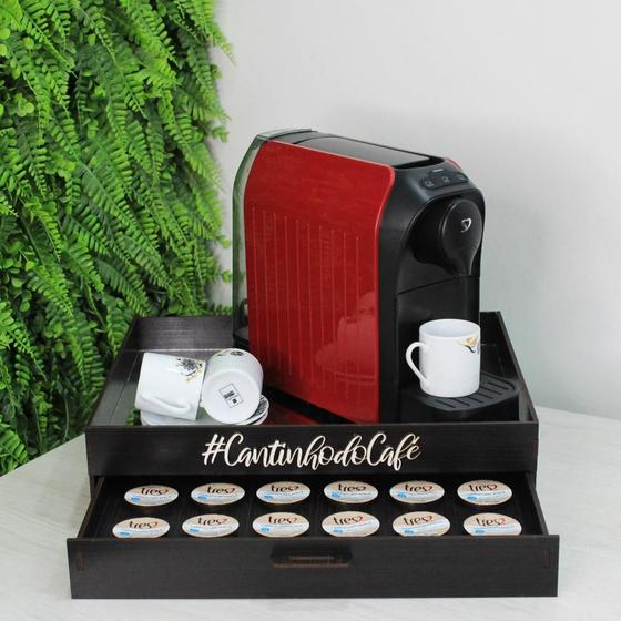 Imagem de Porta Cápsulas Gaveta Cômoda 3 Corações Cantinho Café Premium Bandeja Espelhada Decorativa Mdf Servir Chá Xícara