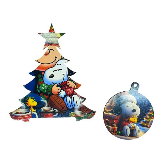 Imagem de Porta  celular de mesa  arvore natal snoopy + bola de natal em mdf