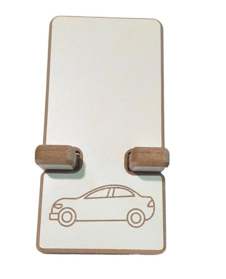 Imagem de Porta Celular / Tablet de mdf Branco com Acabamento Natural