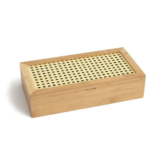 Imagem de Porta Chá em Bambu com Palha e 8 Divisórias 17x7,5x32cm - Oikos