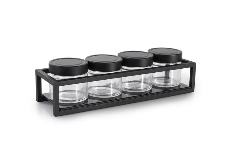 Imagem de Porta Chás e Condimentos de Bancada Preto 4 vidros - Linha Frame