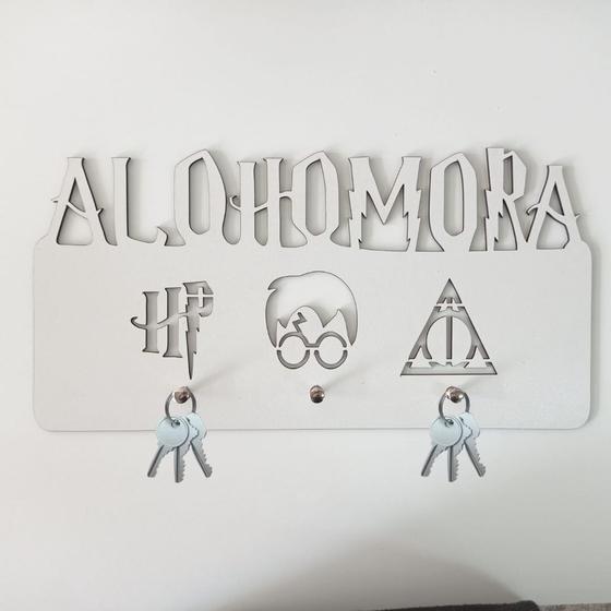 Imagem de Porta Chave Alohomora Harry Potter Branco Em Mdf