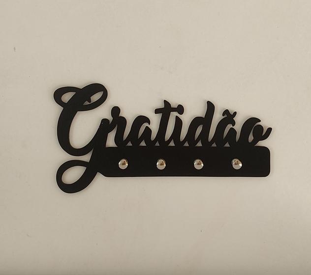 Imagem de Porta chave de MDF parede - GRATIDÃO com fita 3m e 4 ganchos