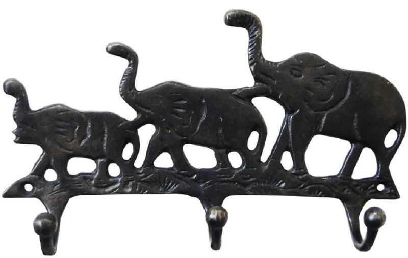 Imagem de Porta Chaves Cabide Elefantes Em Bronze Oxidado Decorações