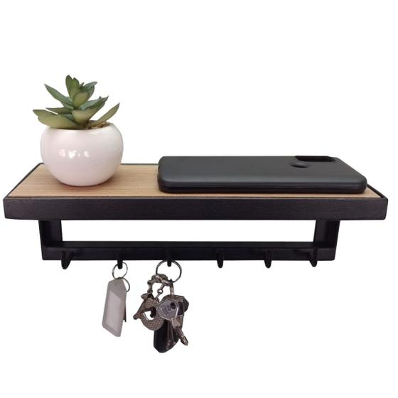 Porta Chaves E Organizador Ferro E Mdf Multiuso Preto Design Menor preço em Porta Chaves E Organizador Ferro E Mdf Multiuso Preto Design
