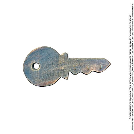 Imagem de Porta Chaves Formato Chave Rustico De Madeira Envelhecido