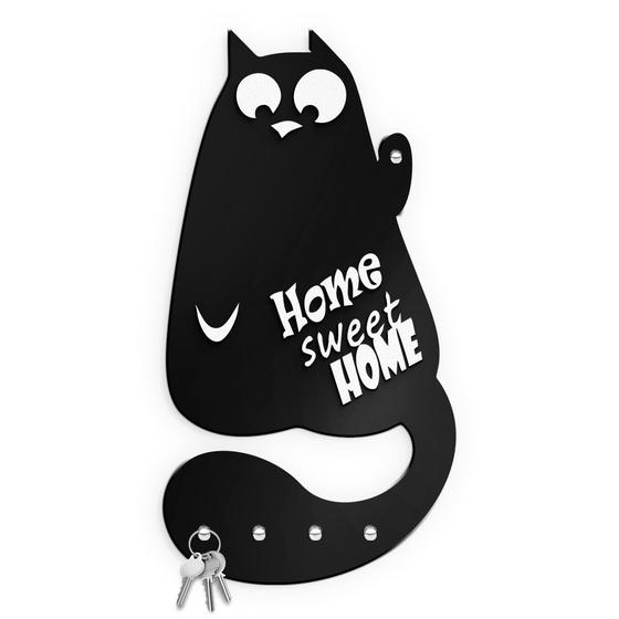 Imagem de Porta Chaves Home Sweet Home MDF Alto Relevo 19x38cm