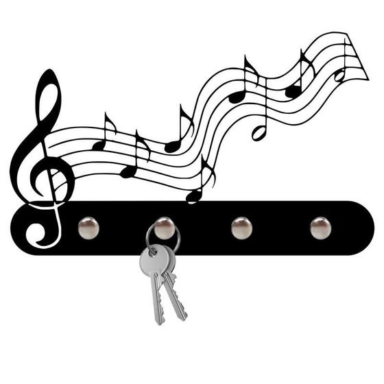 Imagem de Porta Chaves Parede Suporte Chaveiro Nota Musical Musica