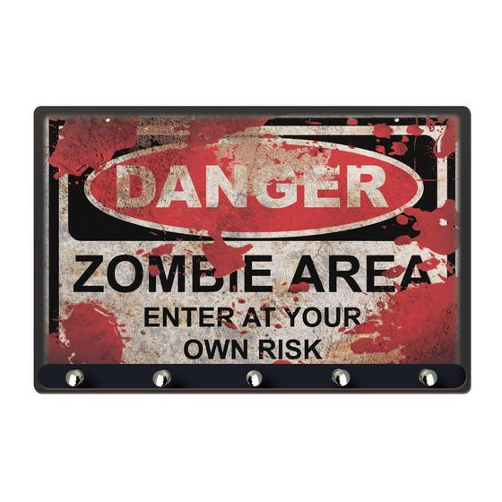 Imagem de Porta Chaves - Placa Decorativa Zombie Zone