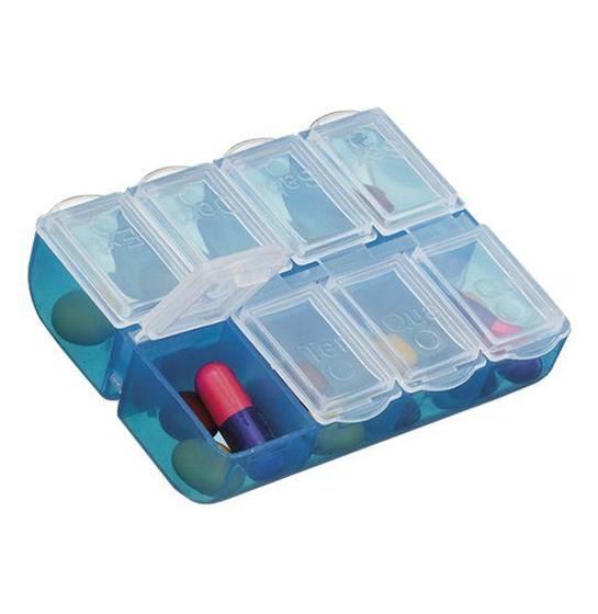 Porta comprimido de plastico retangular semanal com 8 compartimentos - PLASNORTHON Menor preço em Porta comprimido de plastico retangular semanal com 8 compartimentos - PLASNORTHON