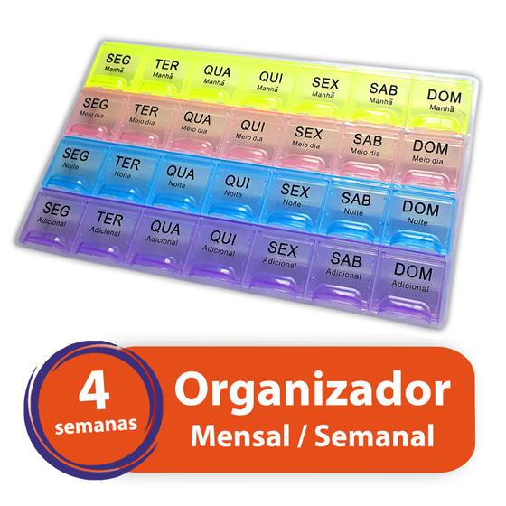 Imagem de Porta Comprimido Organizador Medicamento Semanal Mensal Colorida
