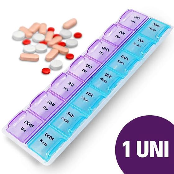 Imagem de Porta Comprimido Retangular Plástico Com 14 Compartimentos