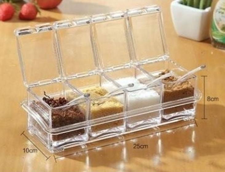Set 4 Barattoli Trasparenti Per Spezie In Acrilico - Con Cucchiaino E Copertura, Ideale Per Cucina - Foto 7