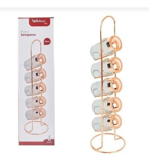 Porta Condimentos 5 Potes Vertical Rose Ocupa Pouco Espaço Menor preço em Porta Condimentos 5 Potes Vertical Rose Ocupa Pouco Espaço