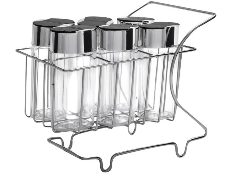 Porta Condimentos 6 Peças com Suporte Menor preço em Porta Condimentos 6 Peças com Suporte