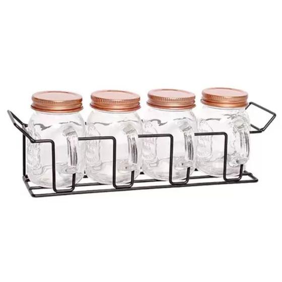 Imagem de Porta Condimentos Caneca Vidro Com 4 Unidades
