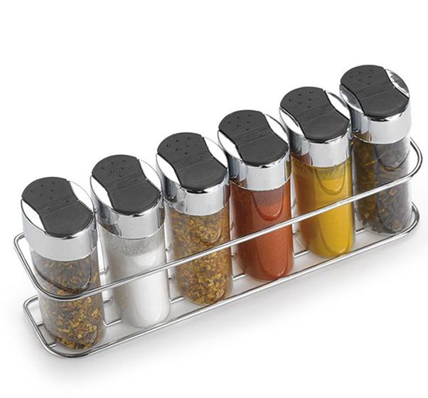 Imagem de Porta condimentos com suporte e 6 potes em acrílico